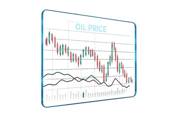 Aufkleber - Oil price decline graph on transparent background, stock market isolated