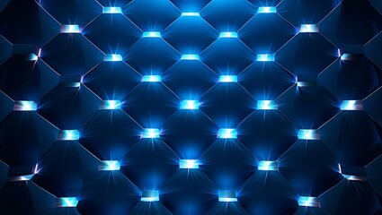 Poster - Abstract Blue Geometric Pattern with Glowing Lights Modern Design Background