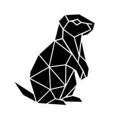 Poster - Geometric Prairie Dog Silhouette: A captivating artistic interpretation of a prairie dog, rendered in a modern, low-poly geometric style.
