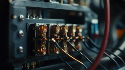 Poster - Close-up view of multiple electrical wires arranged together, suitable for technology-related projects or illustrations.