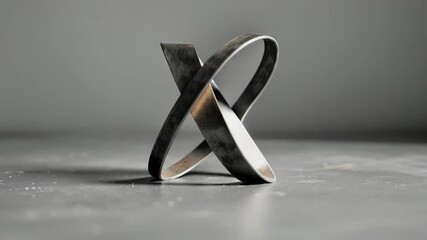 Aufkleber - Metal sculpture in abstract shape displayed on gray surface showcasing artistic design and craftsmanship in a minimalistic style