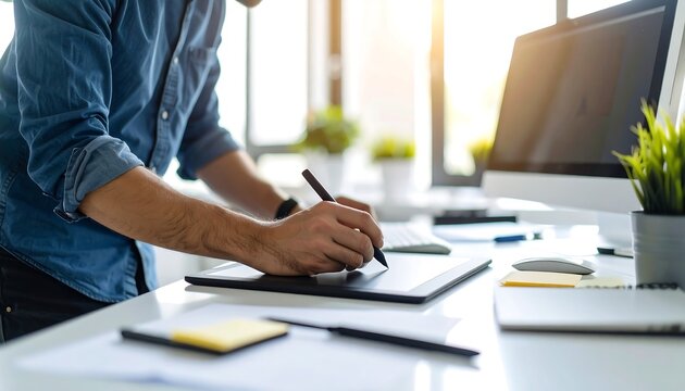 Designer working on graphic tablet
