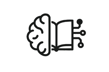 Fototapete - Illustration of a brain connected to a book with electronic circuits on a white background design