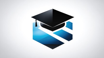 Poster - EdTech logo concept using graduation cap merged with digital screen symbol