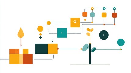 Poster - Minimalist clipart of machine learning, algorithm flowchart, and prediction chart