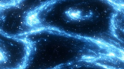 abstract celestial pattern of glowing blue nebulae.