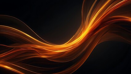 Poster - Abstract Orange and Black Swirling Light Waves Dynamic Energy and Motion