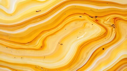 Poster - Fluid Acrylic Pouring Abstract Swirls of Golden Hues and Warm Yellows