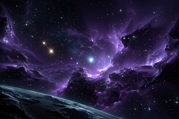 cosmic nebula surrounding a planet