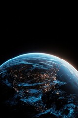 Poster - Earth From Space Showing City Lights at Night, Representing Global Connectivity and Technological Advancement in Digital Transformation : Generative AI