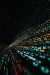 Aufkleber - Abstract Data Stream in Dark Space, Representing Digital Transformation and Technological Advancement for Business Innovation and Connectivity : Generative AI