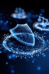 Aufkleber - Glowing Shield Symbolizing Digital Security and Cyber Protection, Representing Trust and Data Privacy in the Age of Information Technology : Generative AI
