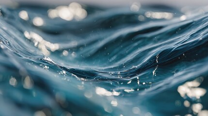 Aufkleber - Close-Up of Ocean Waves With Sparkling Light, Representing Marine Conservation and Environmental Awareness, Ideal for Tourism and Wellness Marketing : Generative AI