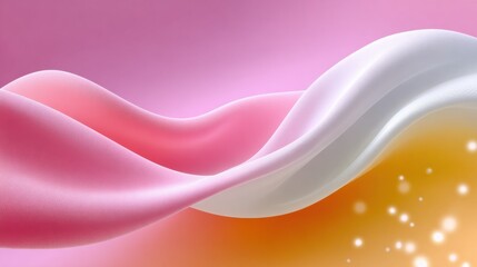 Aufkleber - Abstract Pink and White Fabric Waves on Yellow Gradient, Ideal for Beauty Product Presentation and Modern Marketing Campaigns : Generative AI