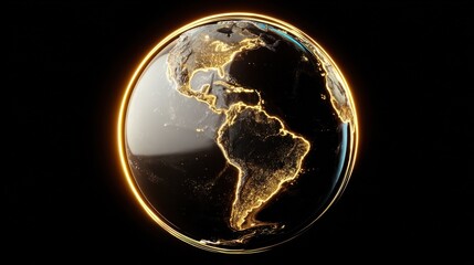 Poster - Earth Globe with Glowing City Lights at Night, Showcasing Global Connectivity and International Expansion : Generative AI