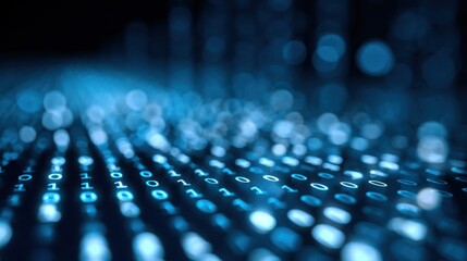 Aufkleber - Blue Binary Code Matrix, Representing Digital Transformation and Data Science Innovation in Technology Companies : Generative AI