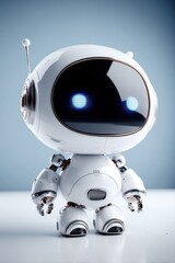 Poster - Friendly White Robot Standing on a White Surface, Representing Automation and Technological Advancement in Artificial Intelligence : Generative AI