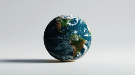 Poster - Realistic Earth Globe on White Background, Symbolizing Global Awareness and Environmental Stewardship for a Sustainable Future : Generative AI
