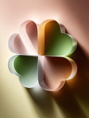 Poster - Four Leaf Clover Made of Pastel Arches, Symbolizing Luck and Good Fortune for Business Marketing and Celebratory Events : Generative AI