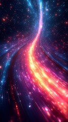 Fototapete - Digital technology rainbow-colored luminous ray illustration poster background