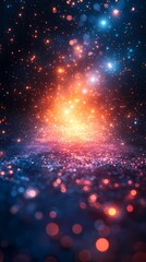 Fototapete - Digital technology rainbow-colored luminous ray illustration poster background