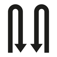 Poster - U turn icon. Reverse movement vector. Road direction sign. Navigation black arrow.