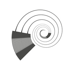 Poster - Radial spiral segment. Curved wedge shape. Bold motion vector. Abstract swirl icon.