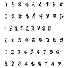 Poster - Mini icons grid. Tiny black symbols. Vector icon collection. Abstract elements.