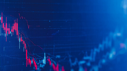 Poster - Financial Trends Analysis: The image showcases a close-up view of a downward-trending financial graph, vividly depicting the ebb and flow of the market and market trends.