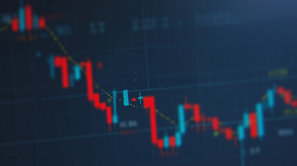 Poster - Market Trend Analysis: Capturing the pulse of the market with this vibrant illustration of a descending trend. The downward-sloping chart paints a clear picture of the current economic status.