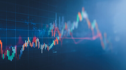 Poster - Market Dynamics: A close-up view of financial charts, indicating trends, fluctuations, and the ever-changing landscape of global markets.