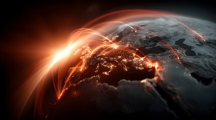 Poster - A stunning aerial view of the Earth showcasing the planet s diverse landscapes oceans and atmospheric phenomena set against the vast expanse of the solar system