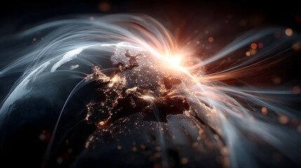 Poster - A dramatic and dynamic image depicting a powerful energy explosion or reaction occurring on a global scale