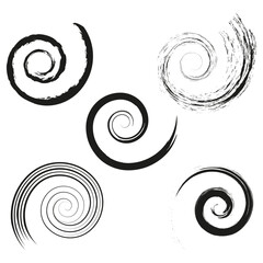 Poster - Swirl spiral collection. Curved line patterns. Vector flowing shapes. Dynamic curl elements.
