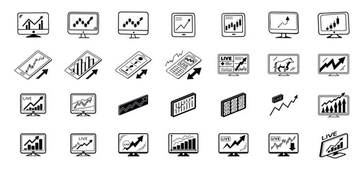 Poster - Set of vector icons for web design, business, technology, communication, and internet