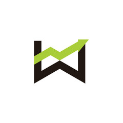 Poster - letter w arrow up chart green simple work logo vector