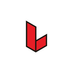 Poster - letters lv simple fold outline geometric logo vector