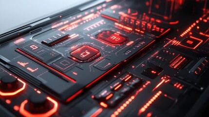 Poster - Futuristic Circuit Board Close-Up