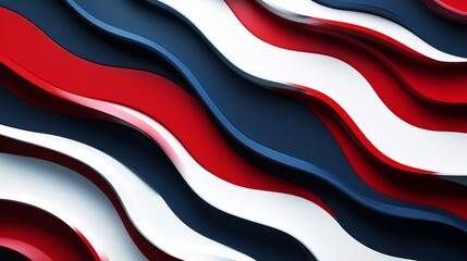 Aufkleber - Abstract patriotic design with red, white, and blue wavy layers