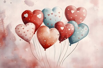 Wall Mural - heart balloons, valentine's.