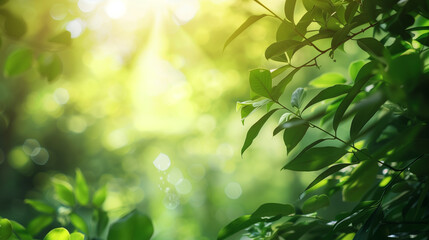 Wall Mural - green leaves. nature of green leaf in garden at summer.