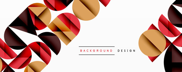 Aufkleber - Abstract geometric shapes overlap, creating dynamic visual texture. Red, brown, gold tones dominate white space. Minimalist design elements present.