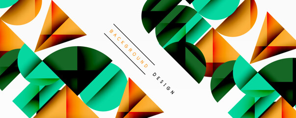 Aufkleber - Abstract geometric shapes overlap, creating dynamic visual texture. Orange, green, black hues dominate composition. Modern design element.