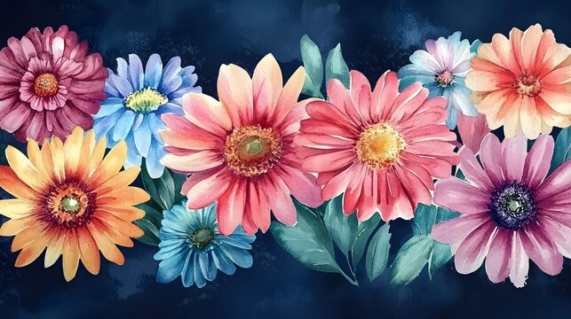 Women's history month, watercolor flowers.