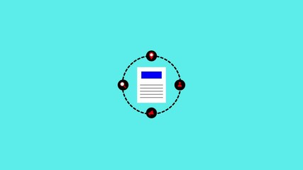 Fototapete - Document paper icon inside a circle. Represents files, reports, or written content in a clean and minimal digital interface design.