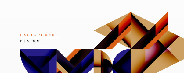 Aufkleber - Abstract geometric pattern. Bold shapes overlap creating dynamic visual effect. Warm colors contrast cool tones. Modern design element for backgrounds, presentations.