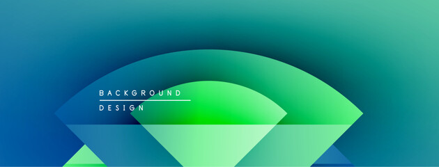 Aufkleber - Abstract gradients create flowing shapes. Blue transitions to vibrant green. Minimalist design with text overlay. Modern aesthetic.