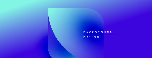 Aufkleber - Abstract blue gradient background. Smooth shapes overlap creating modern design. Text reads background design. Minimalist aesthetic.