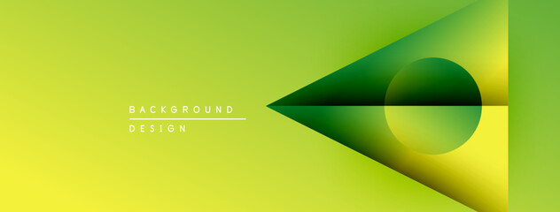 Aufkleber - Abstract geometric composition. Yellow, green gradients create dynamic visual effect. Minimalist design with text elements present.