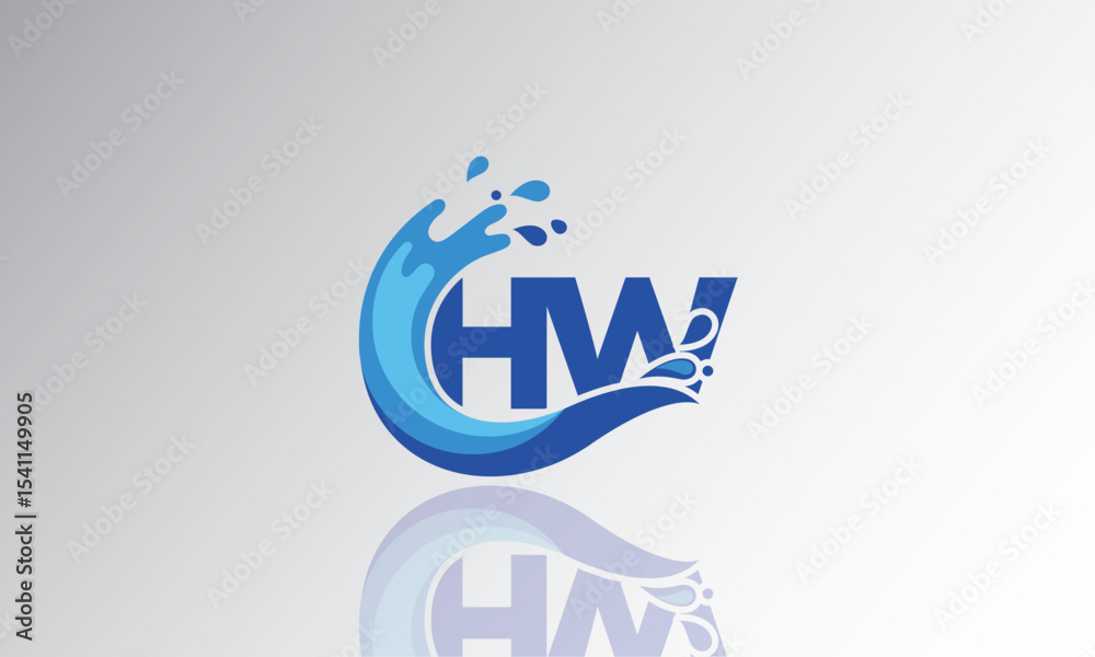 HW Wave Monogram Logo – Creative Splash Letter mark with Water Flow ...